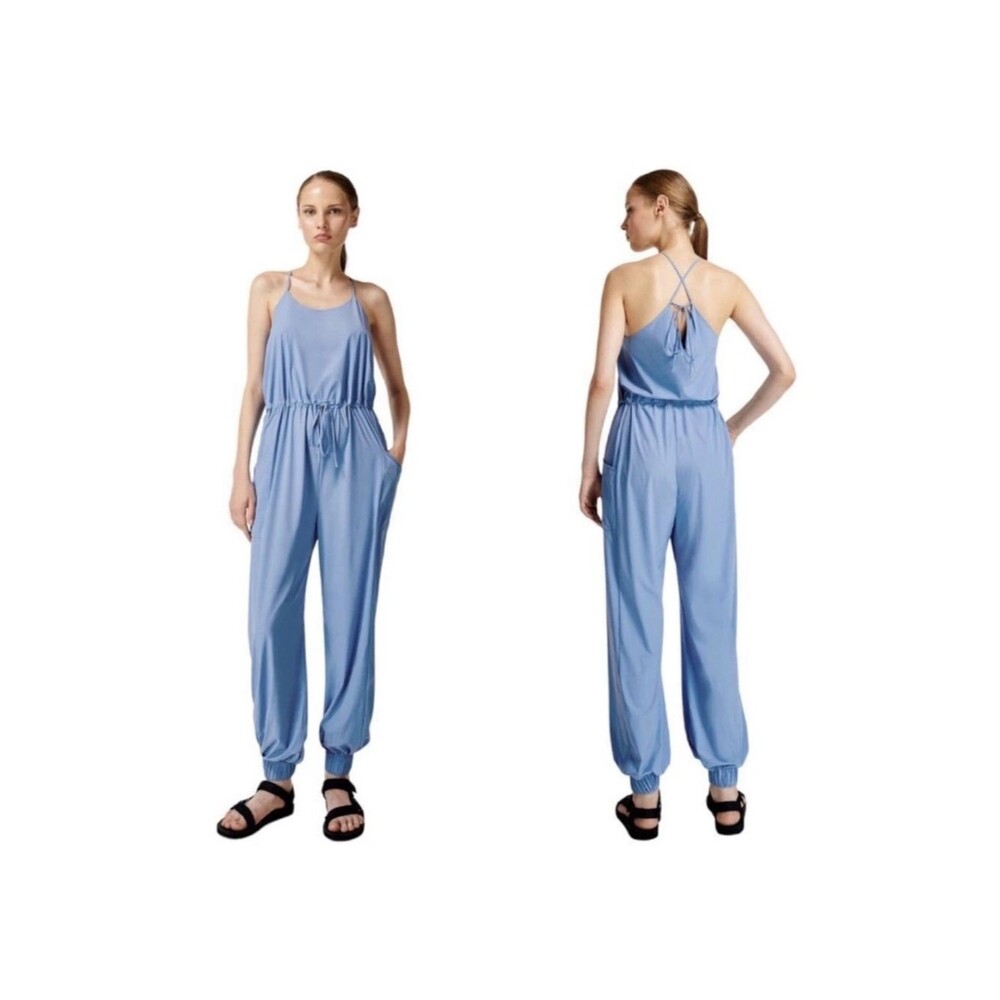 Sweaty Betty Karma Womens Tie Waist Blouson Jumpsuit blue 6